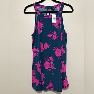 Torrid Floral High-Neck Blouse - NWT - Blue/Magenta floral - Size 1
